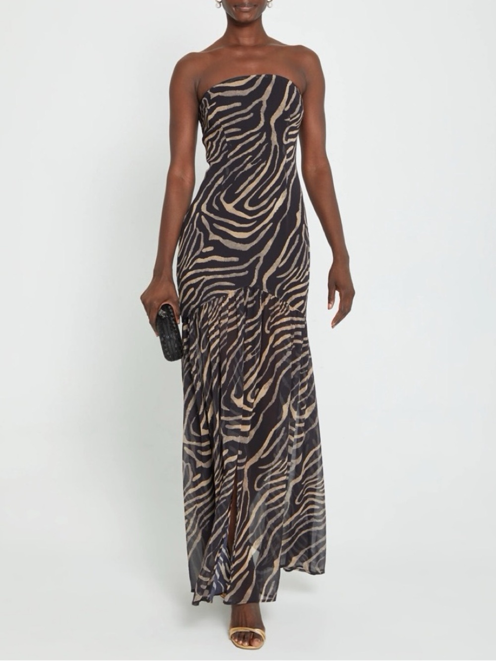 Few Moda Strapless Zebra-Print Delaney Dress